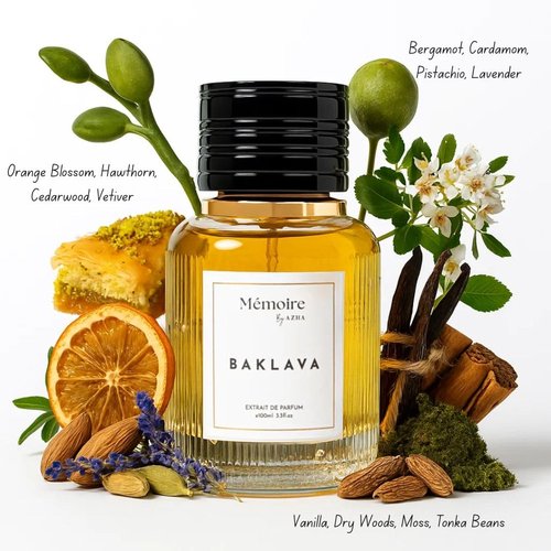 Azha | Memoire Collection Baklava Extrait de Parfum Spray - Arabian Tea House & Oasis Mist, 100ml (3.4 oz)