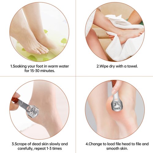Pedicure Foot File & Callus Shaver Set,1 Wood Handle Callus Shaver with 30 Replacement Blades,1 Foot File Heads,1 Colossal Foot Rasp,Foot Scraper Foot Shaver Callus Remover for Feet