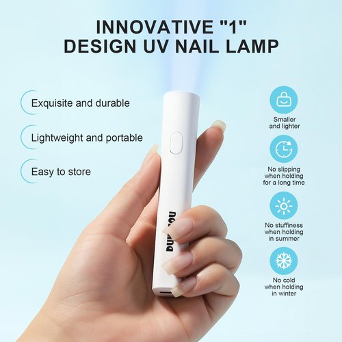 DUKASOU Portable Mini LED Nail Lamp for Gel Polish - Cordless Rechargeable USB Nail Dryer for Fast Curing Home DIY Manicure Art