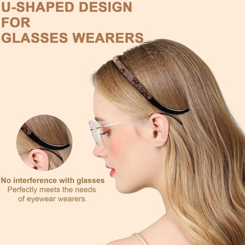 KOVOLITU Headbands Designed for Eyewear-Fashion Glitter Sparkly Diamond Hairbands Comfortable Non-Slip Thin Headbands for Women Girls-AB Silver
