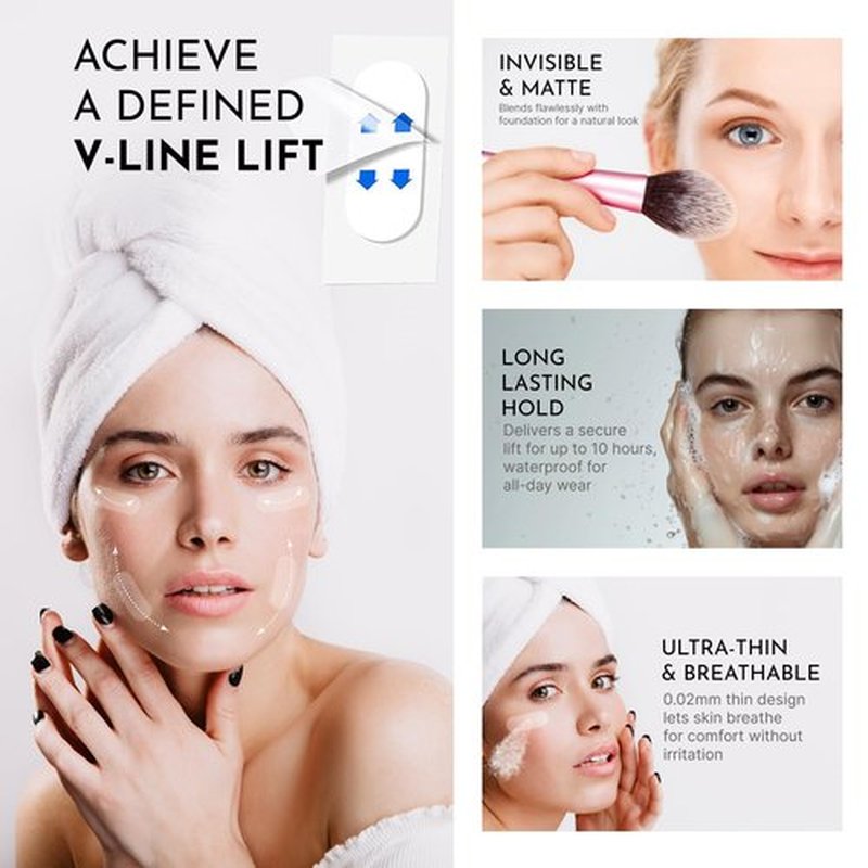 Layla Mae Face Lift Invisible Tape - Neck V-Face Lifting Patches for Tightening Loose Sagging Skin Wrinkles Eyebrow Eye Lift - Facial Adhesive Tapes for Under Makeup Instant Facelift (200PCS)