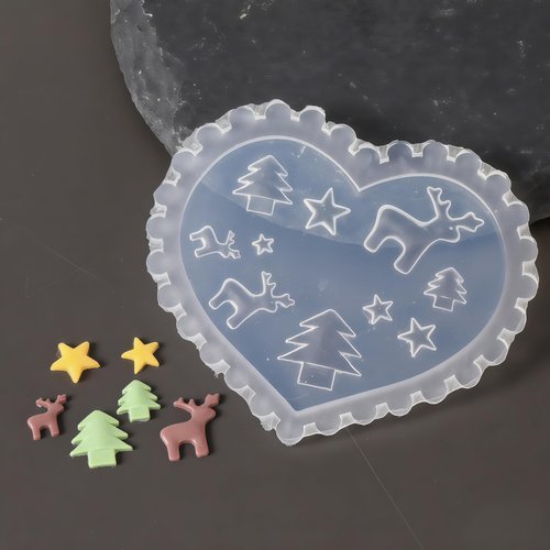 Pizadix 4 Pcs Christmas Silicone Nail Art Molds for Women Resin Nail Design