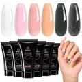 Beetles Poly Nail Extension Gel Kit - 6 Colors: Clear, Pink, Nude, Grey, Glitter, Neutral - DIY Salon Home Gift