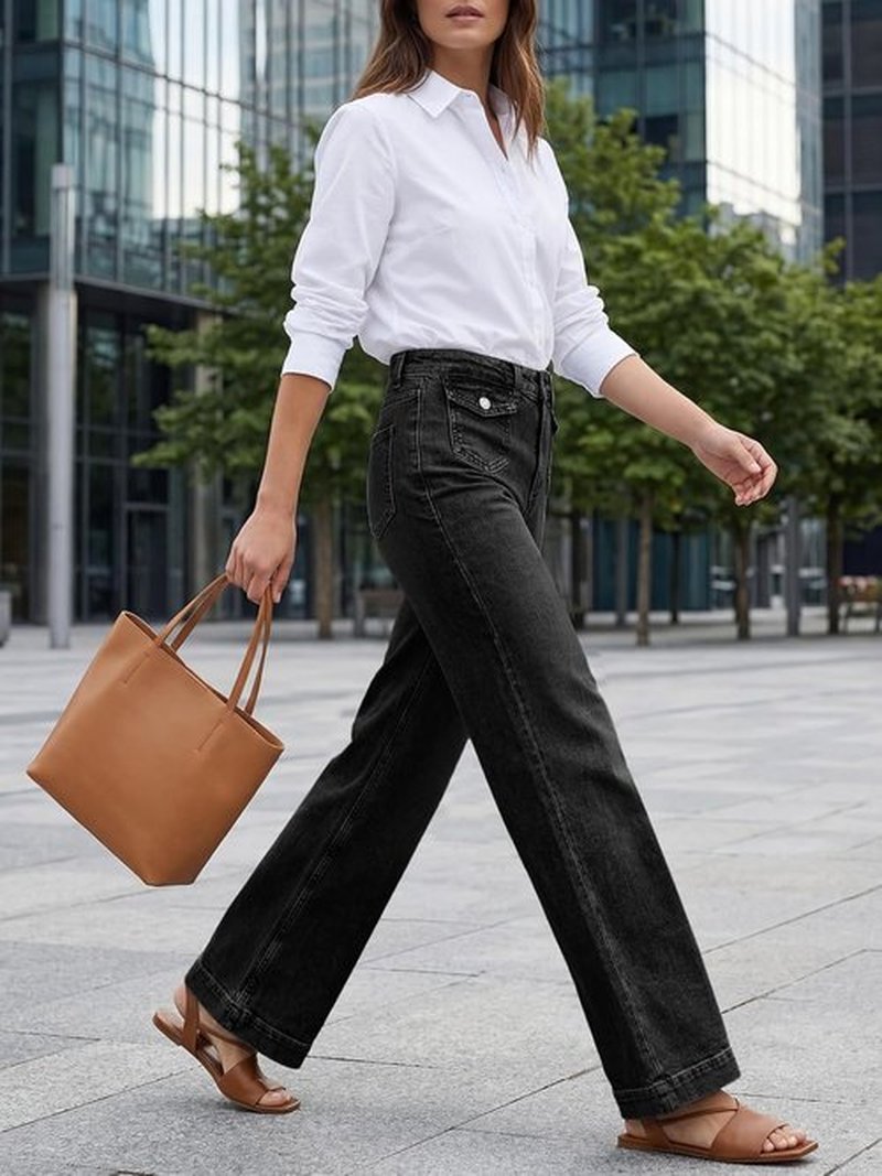 Cicy Bell Wide Leg Jeans - Casual High Waisted Denim Pants with Pockets | Summer Baggy Style