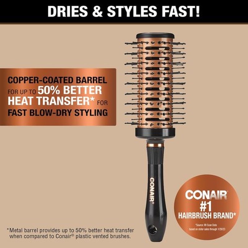 Conair Vented Round Brush | Copper Collection for Quick Blow Drying and Styling