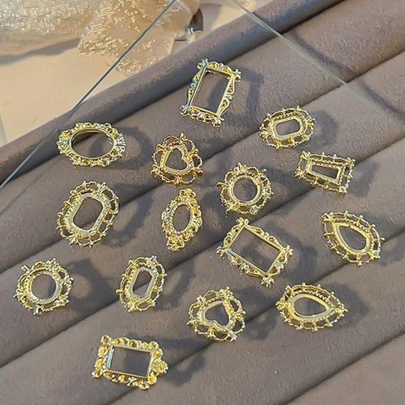 50Pcs Mix Shape Size Translucent Blue Tears Nail Rhinestones for Crafting Nail Charms and Gems 50Pcs Gold Frame Charms for Nails Design Circular Droplet Nail Crystals Nail Diamonds Nail Accessories