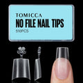 TOMICCA Short Coffin Nail Tips, 510Pcs Acrylic Half Cover Nail Tips, 12 Sizes No C Curve Full Matte Gel Nail Extension Tips for Beginner and Professional