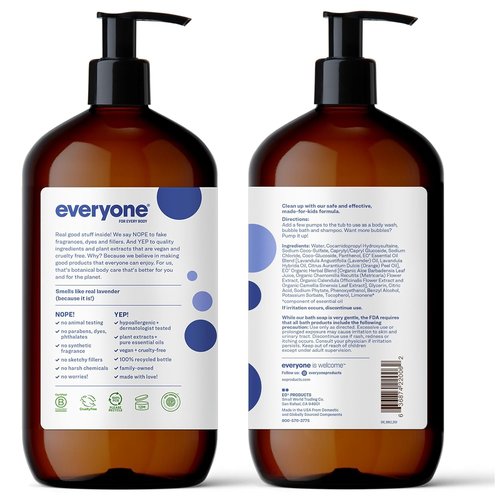Everyone 3-in-1 Kids Soap | Lavender Lullaby Body Wash, Bubble Bath & Shampoo - 32 Ounce