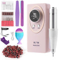 Nail Drill Machine Electric 45000RPM Rechargeable Portable Nail Drill Kit DIY Nail File Electric with Smart LCD Screen for Gel Nail Manicure and Pedicure Reflective Body etc(Pink)