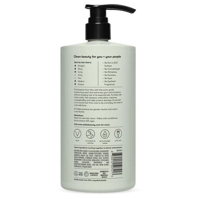 Odele Smoothing Sulfate-Free Shampoo for Extra Moisture, Frizz Control, Shine, and Straight to Curly Hair Types, 32 Fl Oz