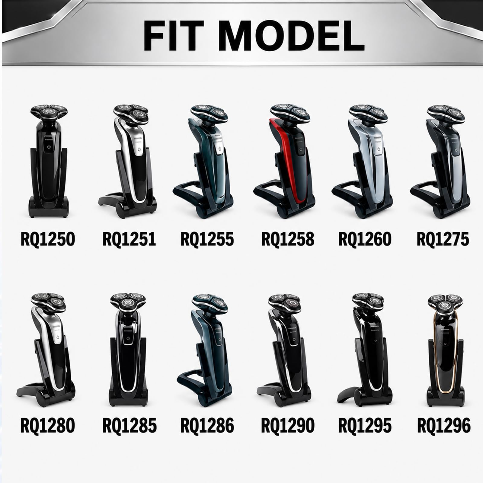 RQ12 Replacement Shaver Head Compatible with Philipss Norelcos RQ11 RQ10 Sensotouch 3D 1260X RQ1250 RQ1295 RQ1180 Arcitec Razor Shaving Unit Triple 3D