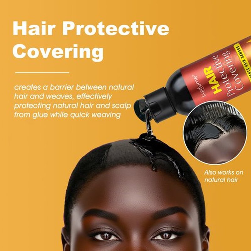 Luxfume Quick Weave Protective Shield, Weave Glue for Quick Dry, Hair Protective Liquid Cap for Hair and Scalp Protection, Easy to Apply and Comfortable (6.oz,Black)