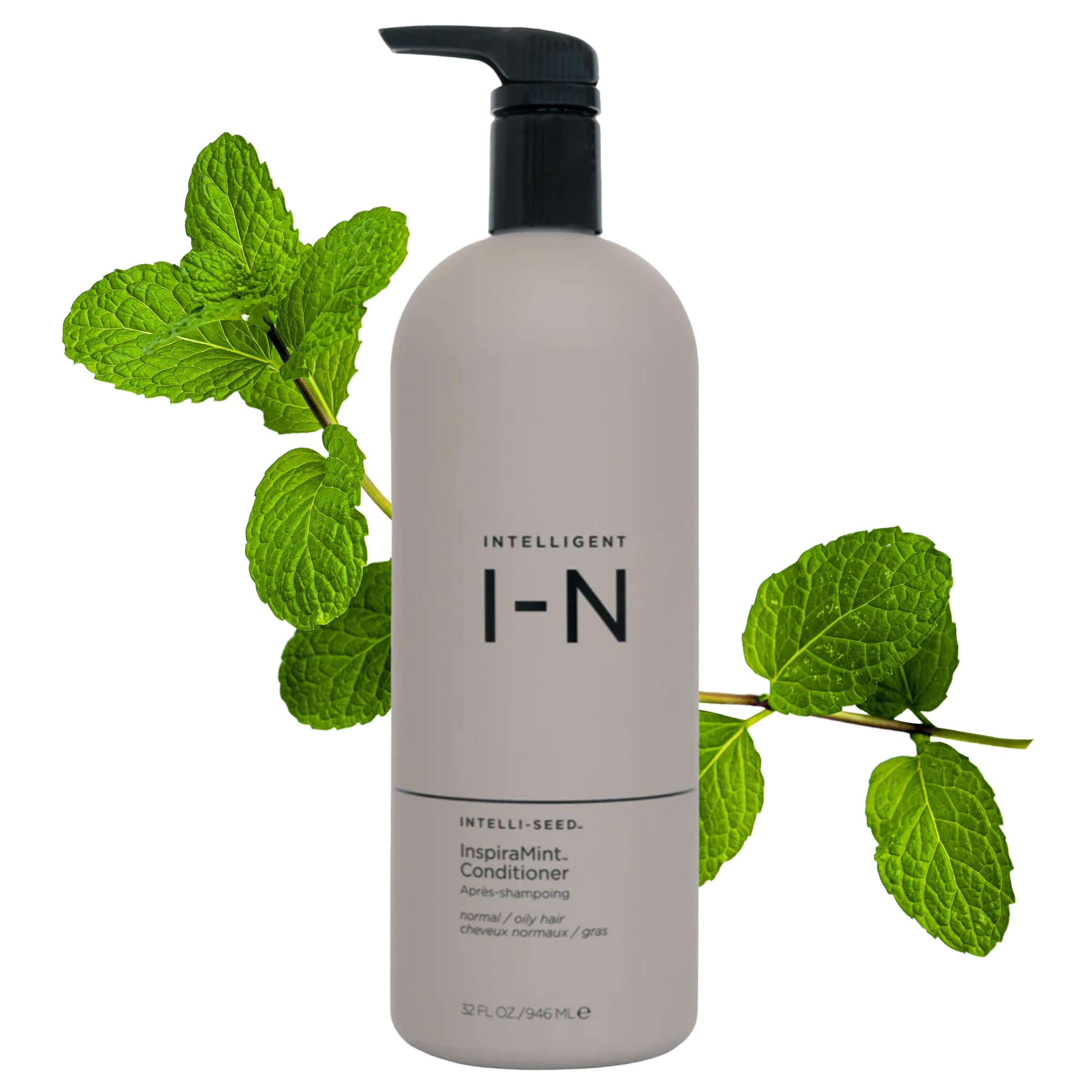 InspiraMint Invigorating Conditioner | Scalp Balancing & Refreshing Daily Care for Normal and Oily Hair | Organic Mint Formula Adds Shine | Color-Safe, Vegan, Sulfate-Free | 32 fl oz