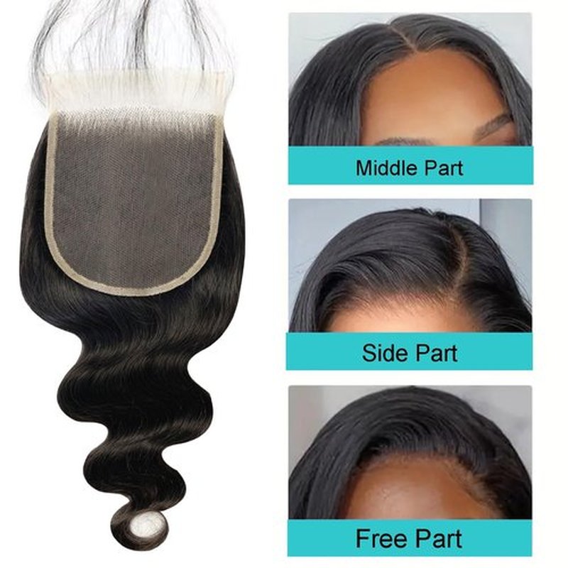 5x5 HD Lace Closure Transparent Frontal 100% Real Body Wave Human Hair 16 Inch HD Lace Closure Only Bleached Small Single Knots Human Hair for Black Women Natural Color