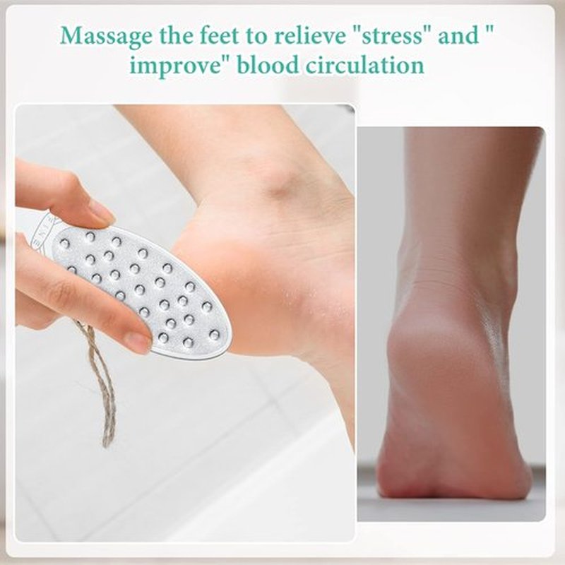 Skiennix Stainless Steel Foot Scraper - Double-Sided Callus Remover for Wet/Dry Skin | Easy to Clean Pedicure Tool