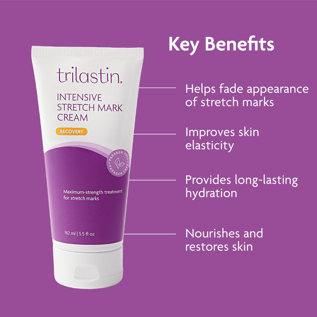 TriLASTIN Stretch Mark Cream – Collagen & Elastin Support Body Cream with Niacinamide, Vitamin C & Vitamin E – Hydrating Stretch Mark Lotion for Belly, Hips & Thighs – Unscented - 5.5 oz