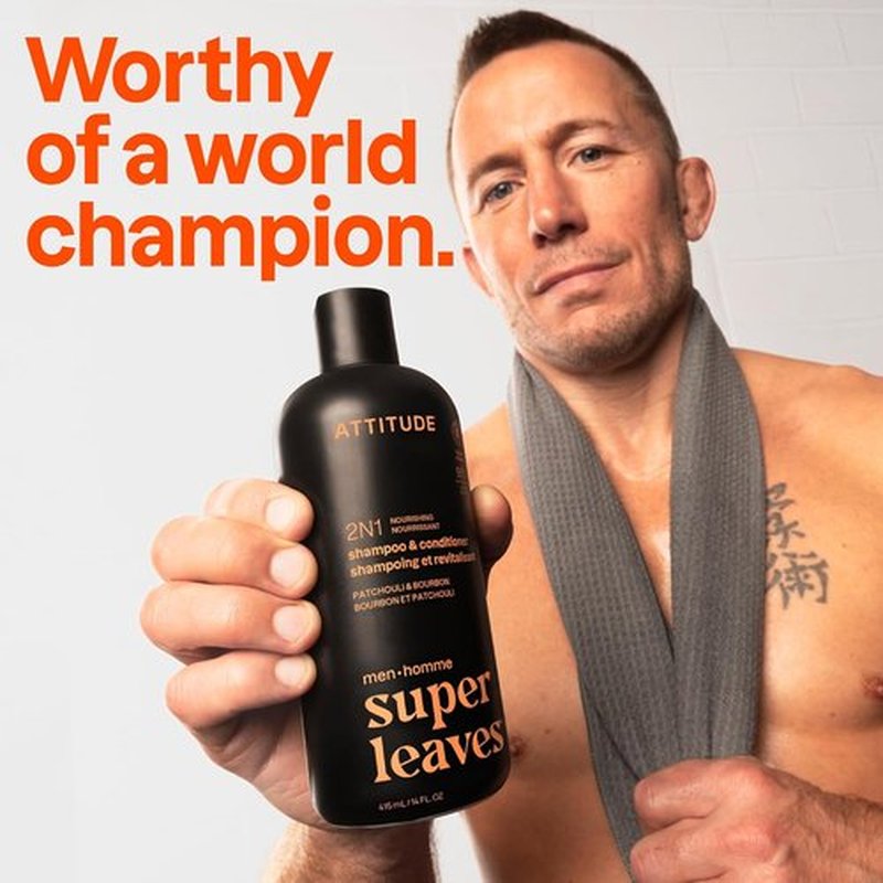 ATTITUDE Men's 2-in-1 Shampoo & Conditioner - Nourishing Formula for Dry Hair & Scalp | 14 Fl Oz, EWG Verified