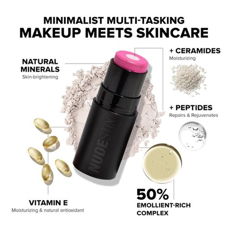 Nudestix Nudies Matte + Glow Core - Dual-Core Cream Blush Stick for Cheeks, Eyes & Lips | Hydrating Formula with Ceramides & Vitamin E