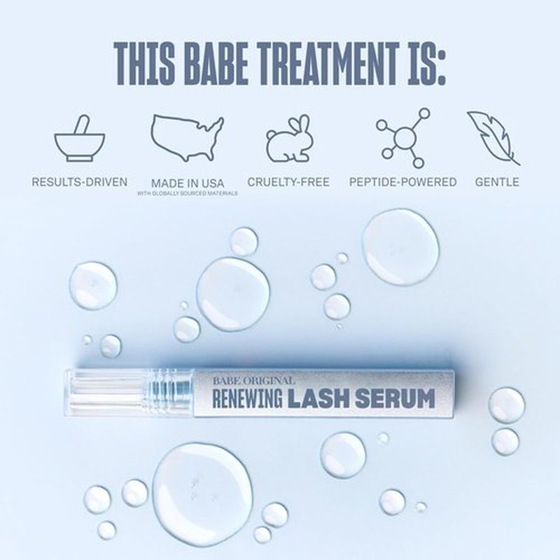 BABE ORIGINAL Renewing Lash Serum - Gentle, Vegan Formula for Fuller, Longer-Looking Lashes | Peptide-Infused