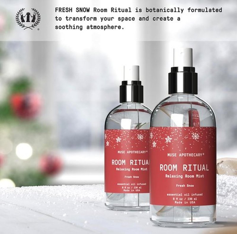 Muse Apothecary Room Ritual - Aromatic Room Spray with Natural Essential Oils | 8 oz Fresh Snow, 2 Pack