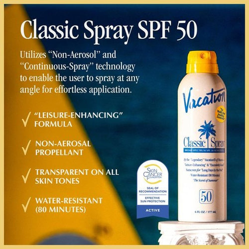 **Vacation Classic Sunscreen Spray SPF 50 - Lightweight, Water-Resistant & Vegan | 6 Fl. Oz.**