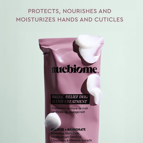 Nuebiome Biotic Relief Deep Hand Cream for Dry Skin | Residue-free Intense Hydration Moisturizer for Hands, Unscented | 75 mL | Paraben, Cruelty-free & Vegan