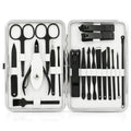 Manicure Set, Jubolion 19pcs Stainless Steel Professional Nail Clippers Pedicure Set with Black Leather Storage Case, Portable Grooming Kit for Travel or Home, Perfect Gifts Women and Men (Black)