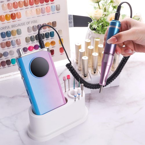 ANGNYA Nail Drill Machine Holder, 8 Holes Nail Drill Bit Holder, Nail Efile Stand and Organizer Storage Box Case(Not Including Efile & Bits)