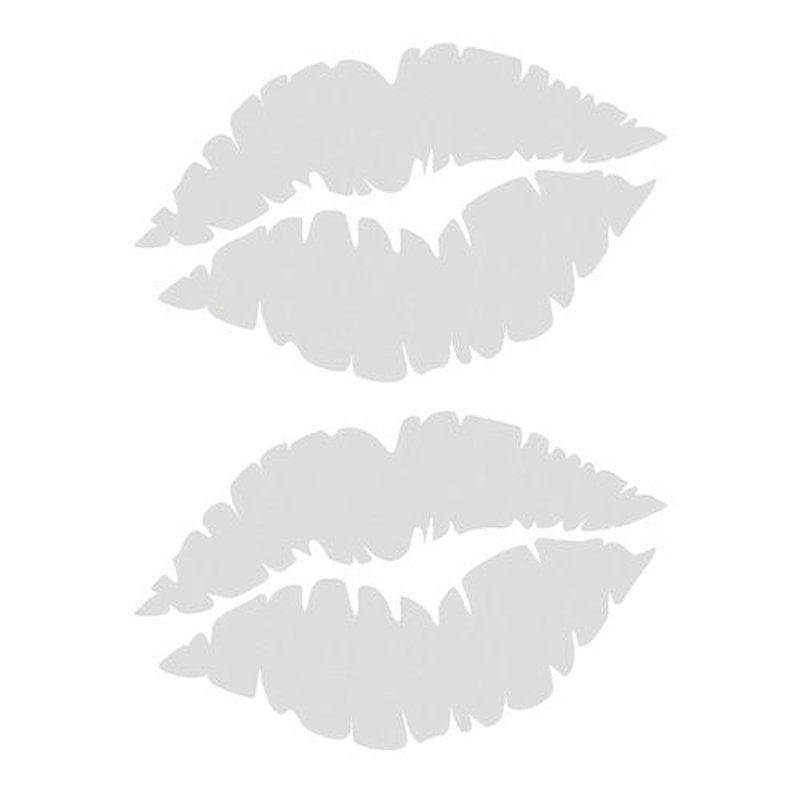 CUSHYSTORE 2X Lips Kiss Lady Sweet Girl Reflective Decal Sticker (3"x1.9", White)