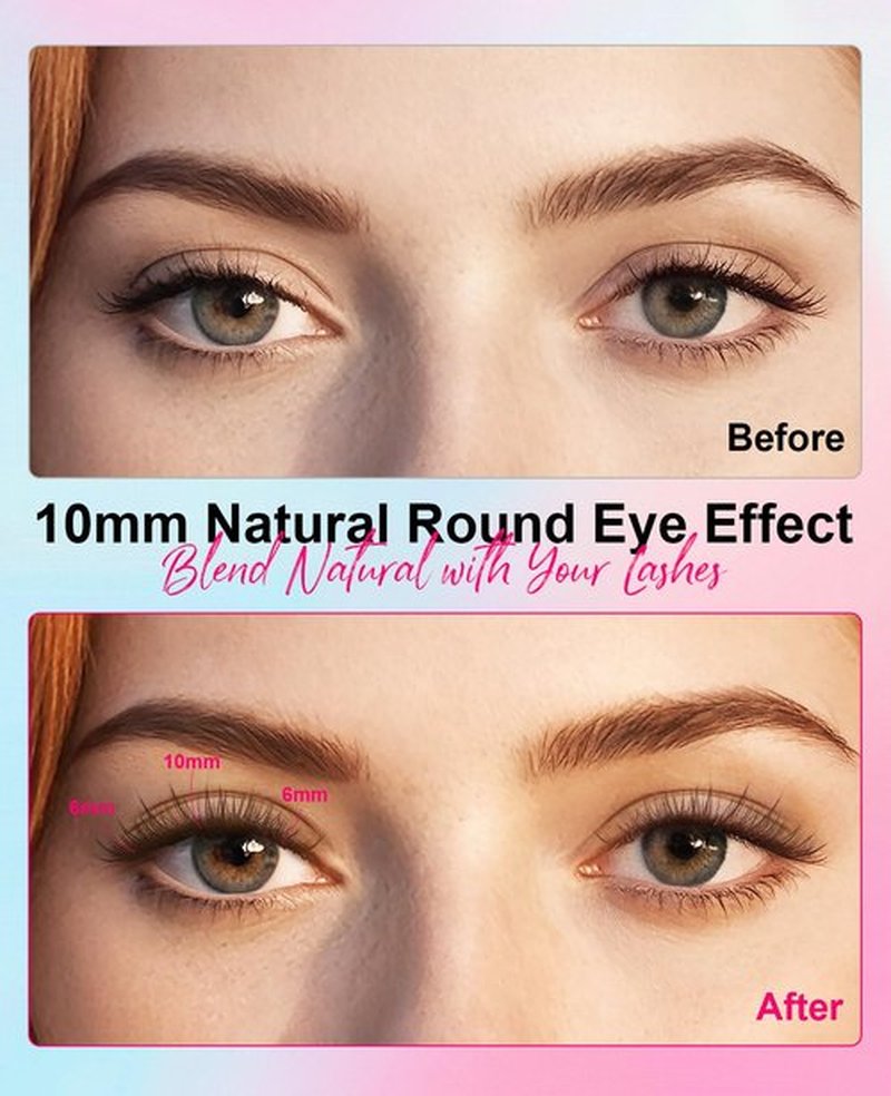 Brown Self Adhesive Eyelashes Preglued - Natural Look No Glue Eyelashes 10mm Natural Waterproof Glueless No Glue Needed Reusable Stick on False Strip Lashes by EMEDA (Brown 63)