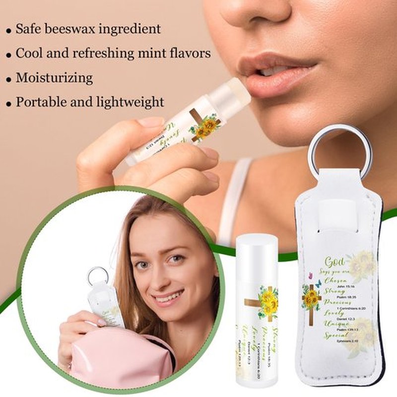 Swiffen 36 Pcs/18 Set Christian Gift for Women Christian Lip Balms and Lip Holder Keychain Bulk Faith Scripture Bible Verse Gift Religious Church Party Favor for Mom Staff Employee(Bible)