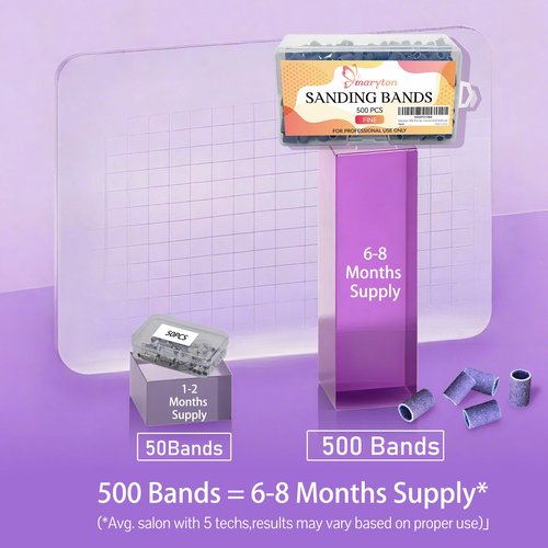 Maryton 500 Pcs Sanding Bands for Nail Drill, Fine Grit Nail Sanding Band Bulk for Professional Salons Manicure and Pedicure
