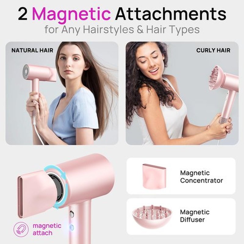 CONFU Hair Dryer, 110000 RPM Fast Drying Blow Dryer with Magnetic Diffuser and Concentrator, Professional Lightweight Ionic Hair Dryer for Women and Men