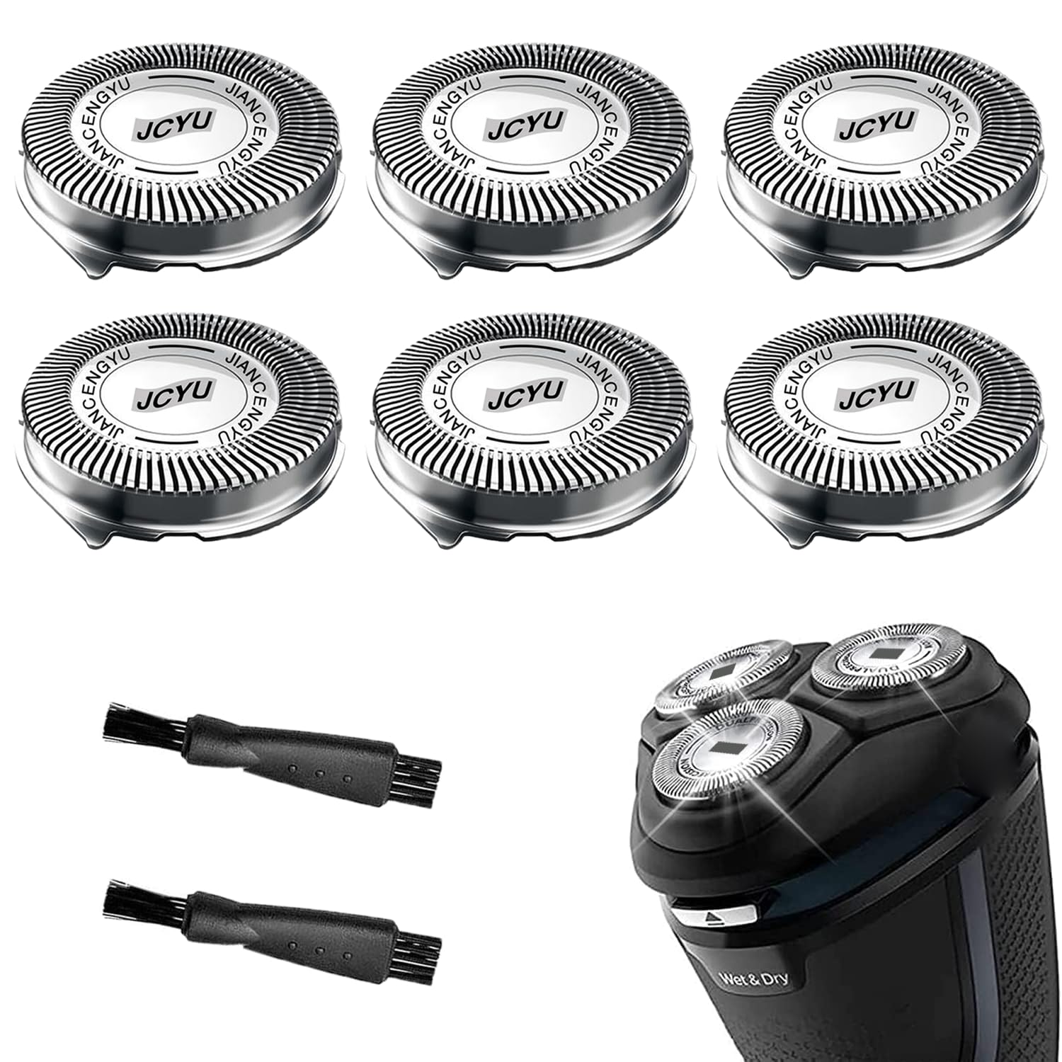 SH30 Replacement Heads for Philips Norelco 3000 Replacement Blades for phillips norelco 3000 Replacement Electric Shaving Head Blades Series 3000,2000,1000,3500 New Upgrade SH30/52 Heads 6Pack Brush*2