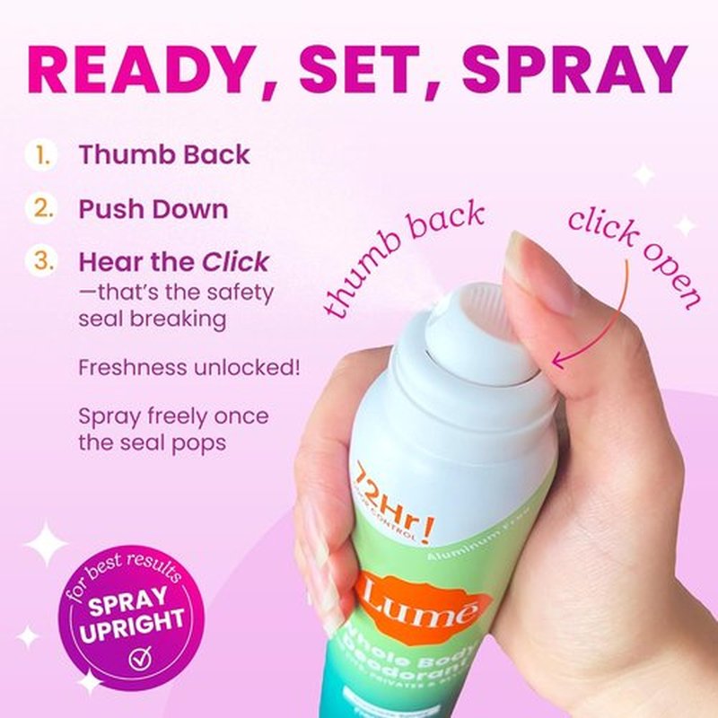 Lume Invisible Spray Deodorant For Women - 72 Hr Odor Control - Aluminum Free & Skin Loving - 3.6 oz Clean Tangerine