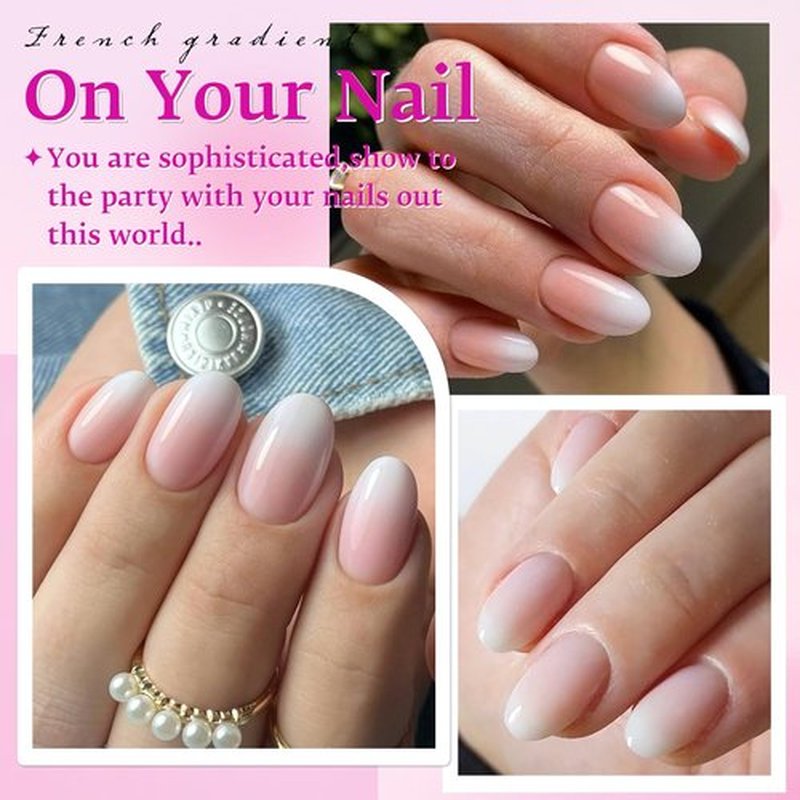 LuckForever 168pc Ombre Press on Nails Short Oval Fake Nails with Tabs, Round Almond Nails Press ons Nail Ombre Glue on Nails Short Fake Nail Stick Full Cover Acrylic Nails Artificial Fingernail