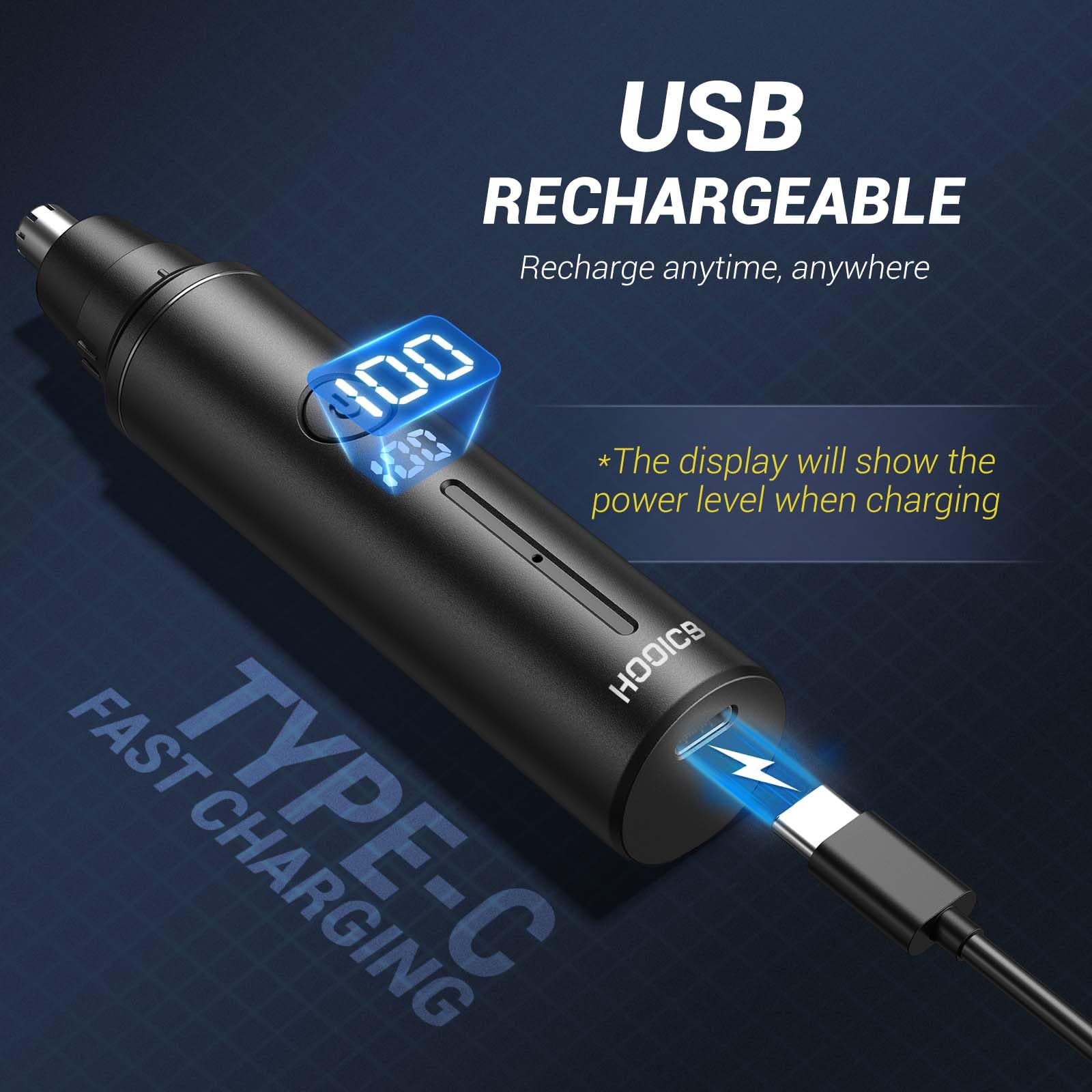 HOOICB Nose Hair Trimmer for Men, Ear Hair Trimmer Grooming, IPX7 Waterproof, Built-in Rechargeable Battery