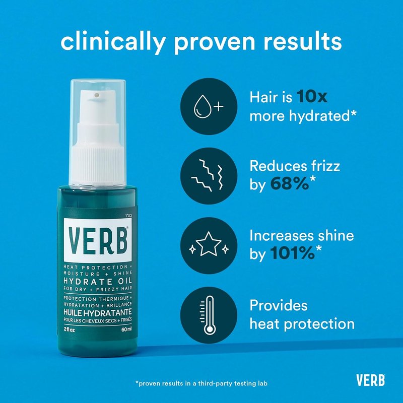 VERB Hydrate Oil - Moisturizing Formula for Smooth, Shiny Hair - Heat Protection - Amber + Warm Jasmine Scent