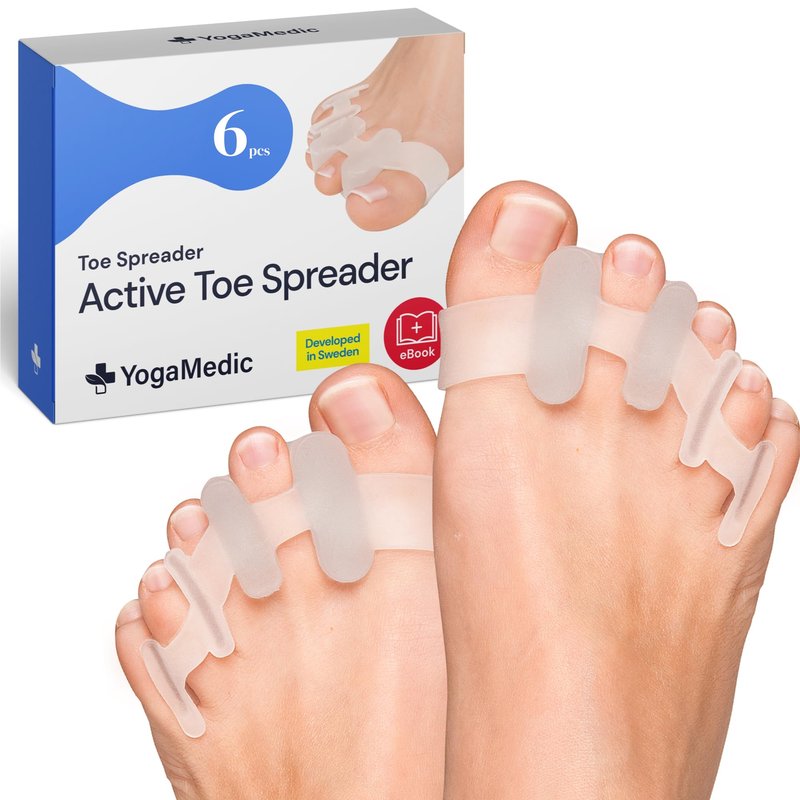 YOGAMEDIC Silicone Toe Separator Set (6 Pieces) - 3 Pairs with Graduated Firmness - Soft Foot Alignment Spacers for Men & Women - Anatomical Gel Spreaders for Shoes, Yoga, and Home - One Size