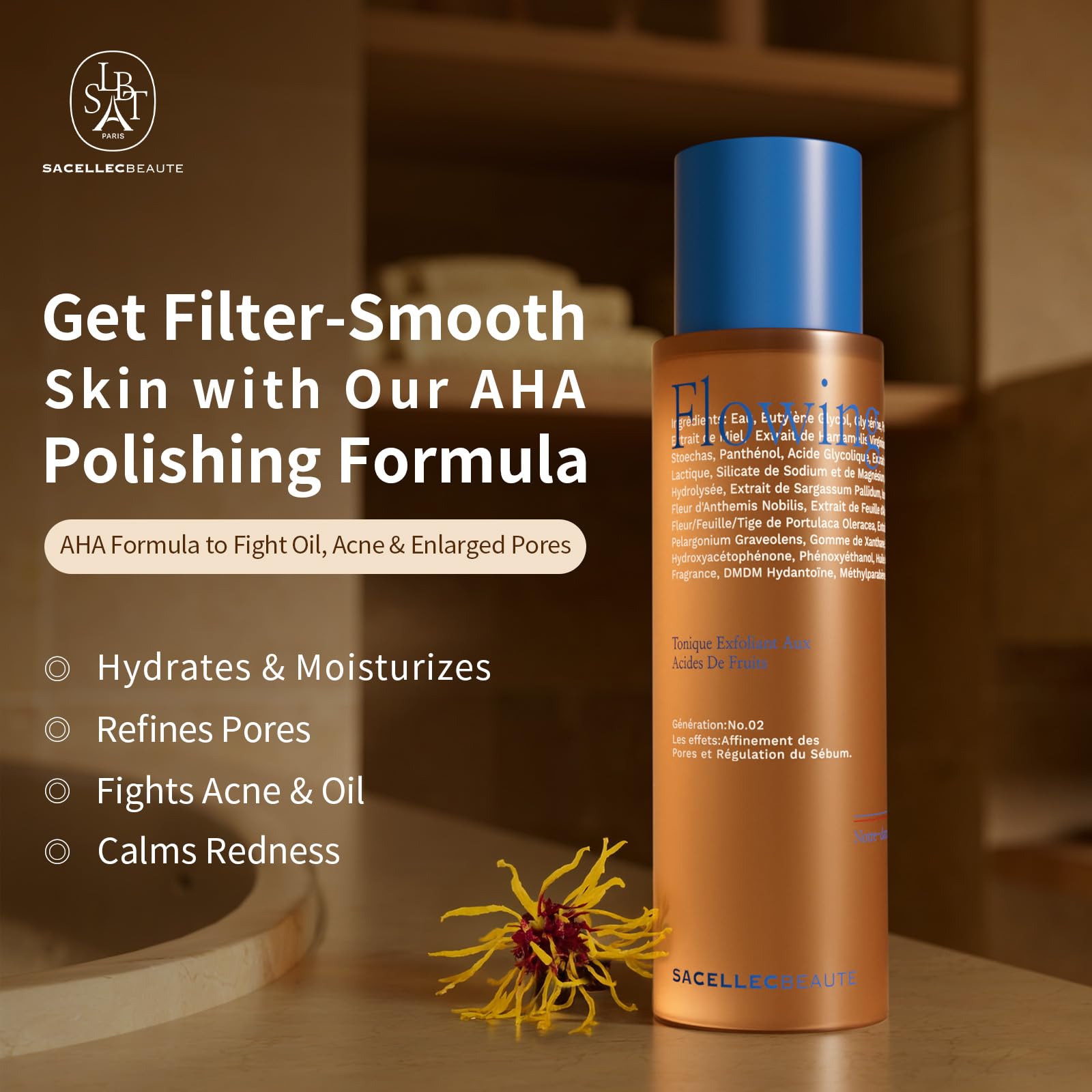 AHA Toner for Face Hydrating, Moisturizing, Pore-Minimizing, Acne-Prone Skin, Soothing Essence Water for Face 8.12 oz