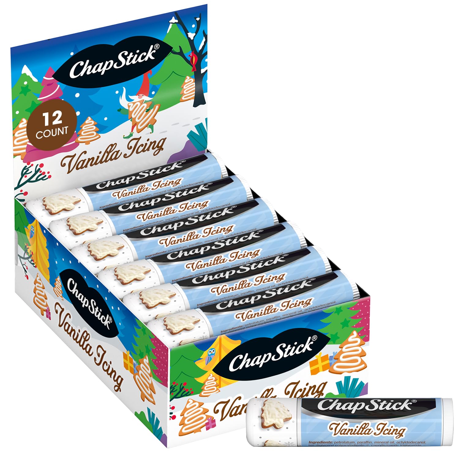 ChapStick Lip Balm, Vanilla Icing, Variety 12-Pack – Moisturizing Care, 0.15 Oz Each