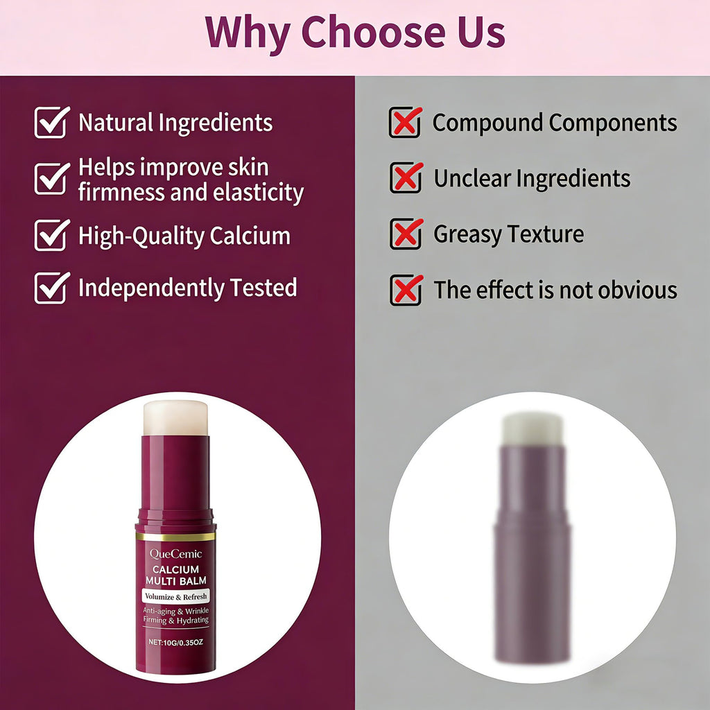 QueCemic Calcium Multi Balm Stick, Calcium Volume Multi Balm, Collagen Hydrating Stick, Anti-aging, Nourishing, Moisturing All In One Skin Care Stick for Face, Eyes & Neck, For All Skin Types, 10g