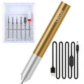 Electric Nail Drill with Smooth Variable Speed Control - Professional Nail File Machine for Acrylic/Gel Nails, Manicure/Pedicure Use, Includes Multiple Grinding Bits (Gold Tail)