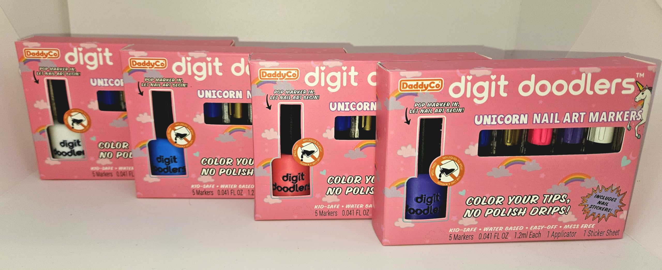 Unicorn Kids Non-Toxic Nail Art Markers With Nail Polish Bottle Applicator And Stickers DaddyCo Is A US Veteran Owned Company