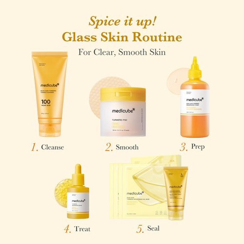 medicube Kojic Acid Turmeric Smoothing Toner for Face & Body | Lightweight Toner for Balancing Uneven Skin Tone & Texture | Niacinamide, Glycolic Acid for Clear Glass Skin | 8.45 fl.oz