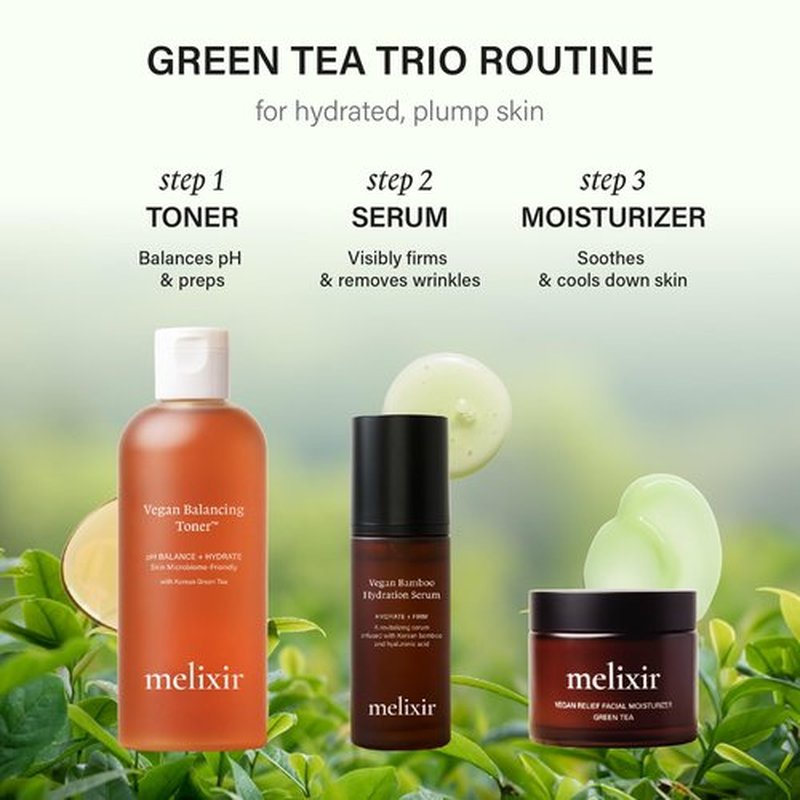 Melixir Vegan Balancing Toner for Sensitive & Acne-Prone Skin, with Soothing Organic Green Tea Extract, Hydrating Water Facial Toner, Alcohol-Free, Korean Skincare for Men and Women (9.8 fl.oz.)