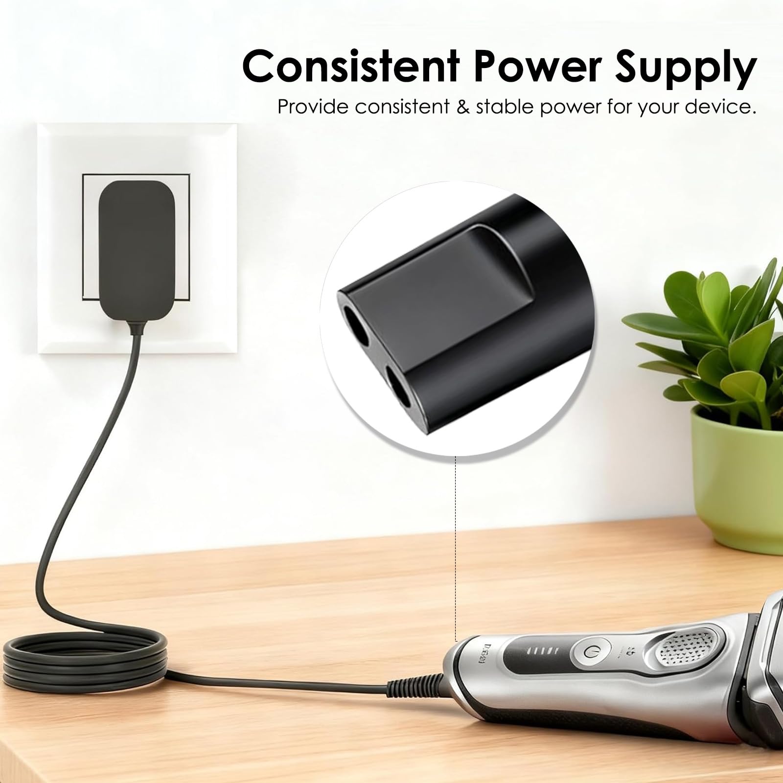 12V Charger Compatible with Braun Shaver S3 S6 S7 S8 S5 S9 S1 Series 1 3 5 6 7 8 9 310 340 3040s 390cc 790cc 9577cc 9517s 7085cc Wall Power Adapter Charging Cord Cable for Braun Electric Razor Trimmer