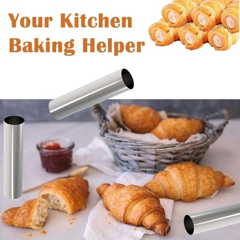 Skiennix Non-Stick Cream Horn Molds - 6 Pcs Stainless Steel Cannoli Tubes Kit | 4.92 Inch Baking Cones