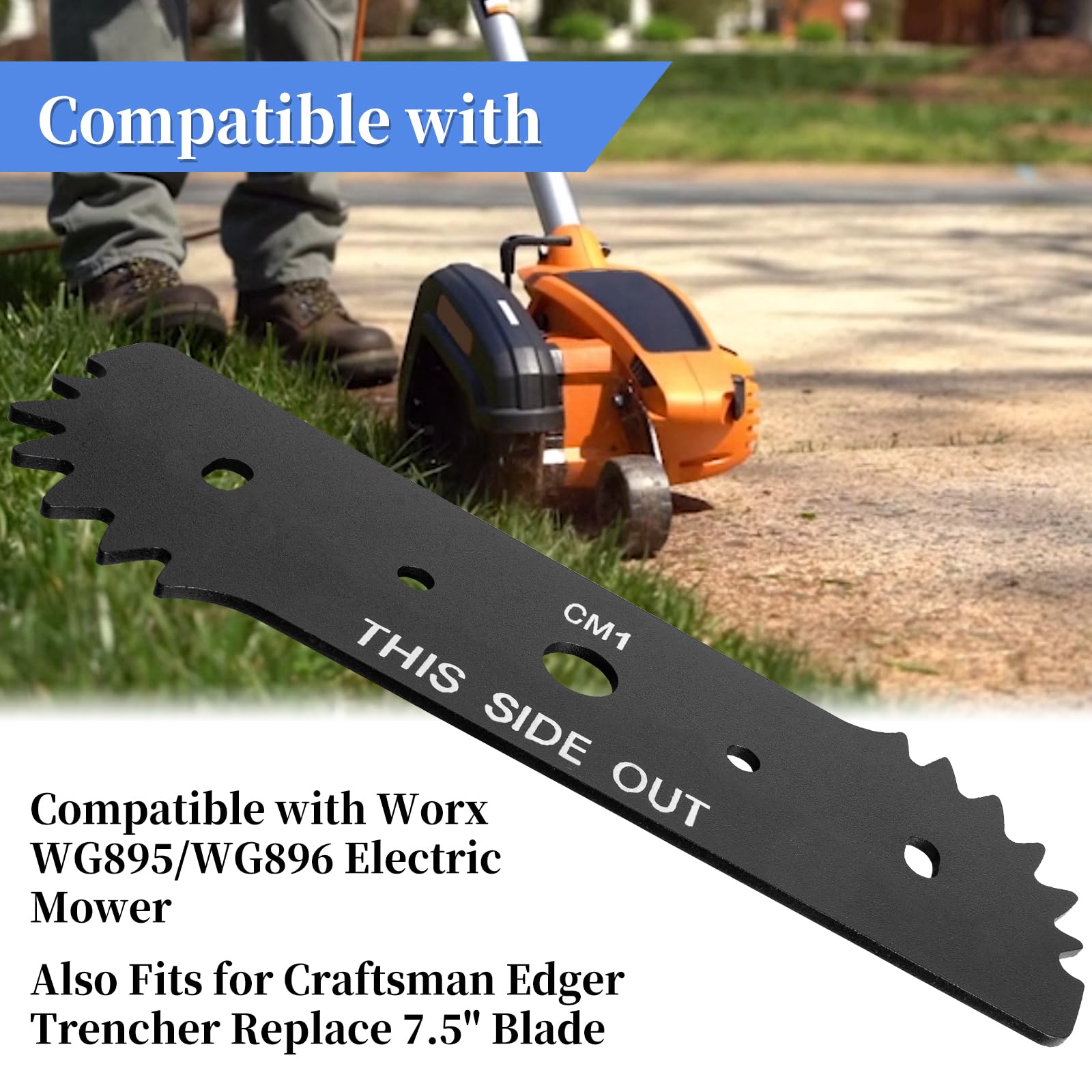 Bularie 7-1/2" Electric Edger Blades 50018386 Compatible with Worx WG896 WG895 Lawn Edger Blades - Replacement 7.5" Lawn Edger Steel Blade for Craftsman Edger Blade, Replace WA0034, 71-86880, 3 Pack