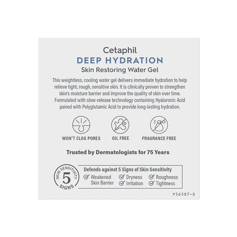 Cetaphil Deep Hydration Water Gel - 72 Hour Moisturizer with Hyaluronic Acid for Sensitive Skin | 1.7 oz